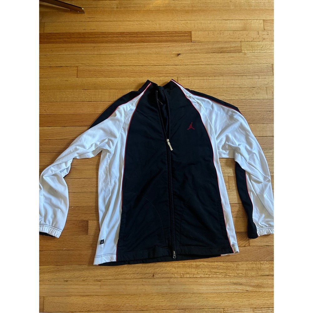 Jordan Brand Mens Track Jacket Large Black White Red Full Zip Jumpman Mock Neck